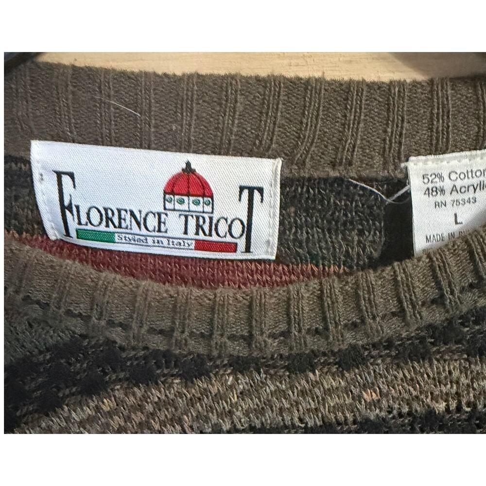 VTG Men's Florence Tricot Sweater Coogi Style Large Grandpa Knit‎ Italy - Picture 3 of 3